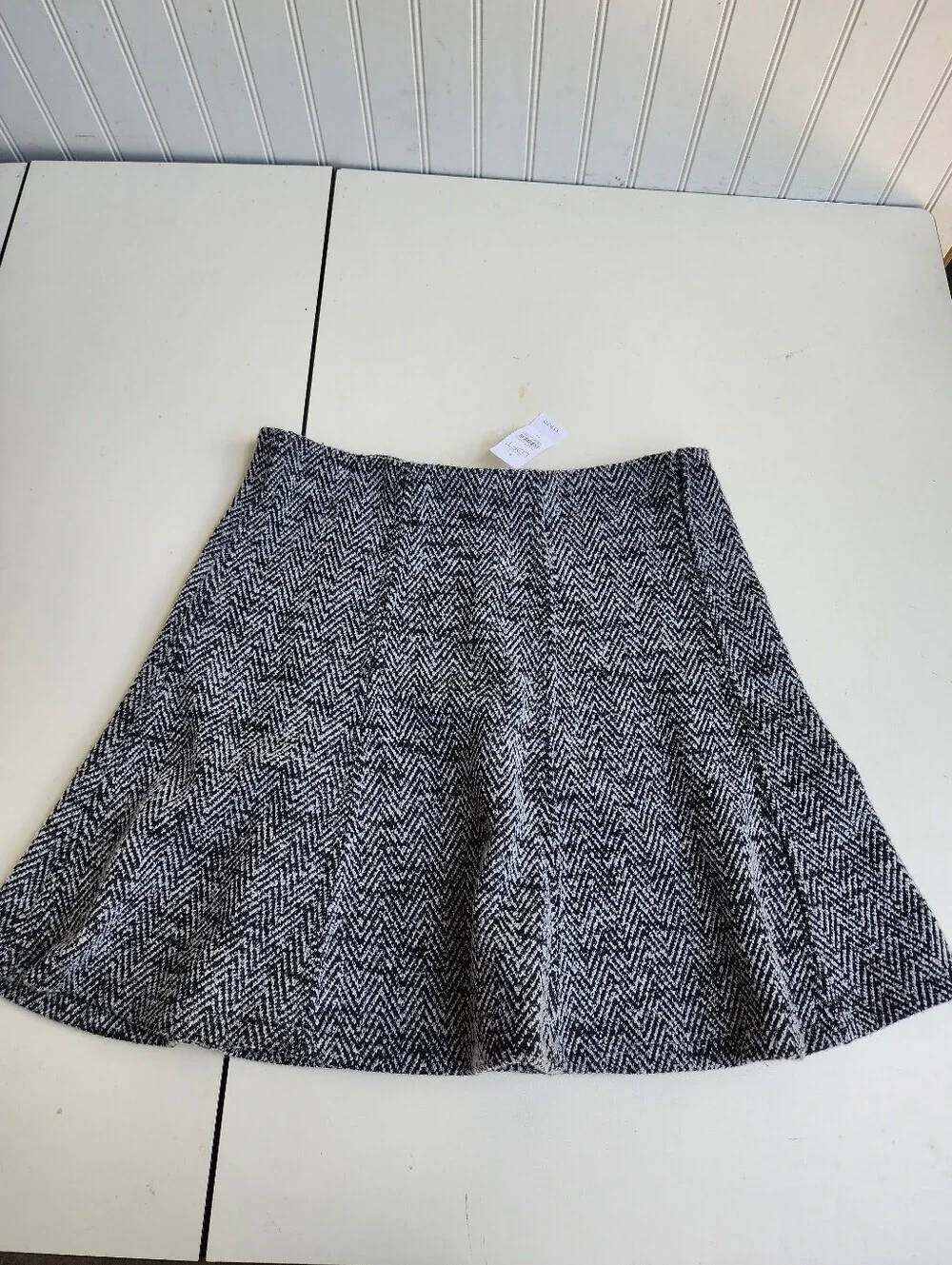NWT Ann Taylor LOFT Skirt Womens Black Geometric Print Elastic Waist Pull On M